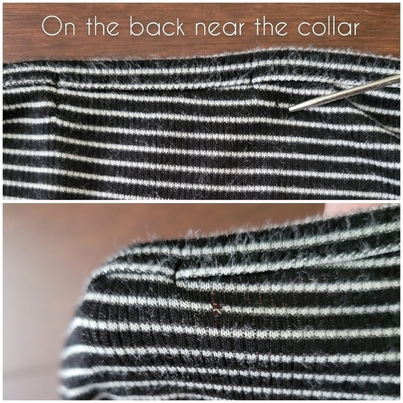 Brandy Melville Black & White Striped Long Sleeve Lettuce Hem Crop Top Fits XS/S - Picture 7 of 10